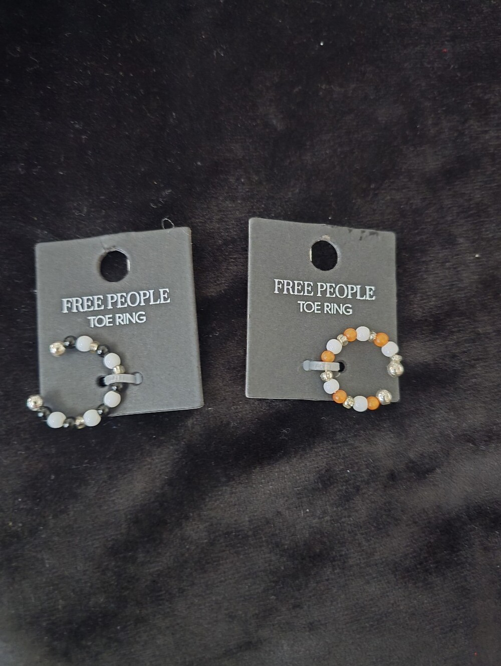 Free People Beaded Rings in Black and Orange Accent 2 Units